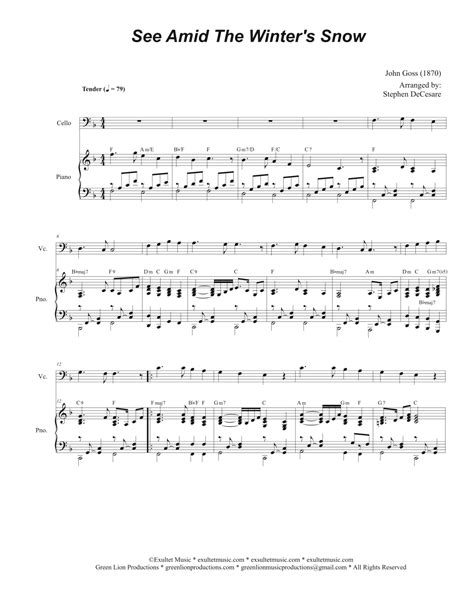 See Amid The Winter S Snow Cello Solo And Piano Arr Stephen