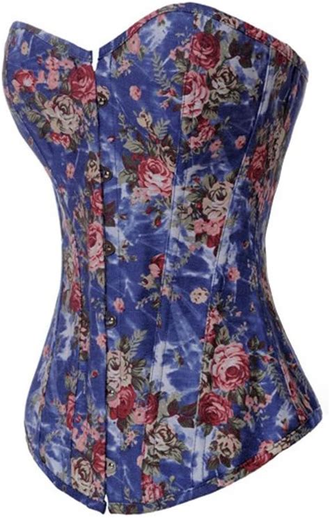 Alivila Y Fashion Corset Womens Vintage Floral Denim Corset Bustier At