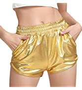 Amazon PESION Women S Metallic Shiny Shorts Sparkly Rave Hot Short Pants Clothing Shoes