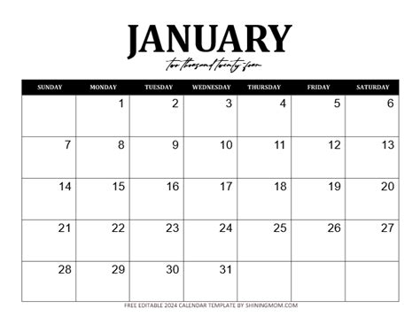 Fully Editable 2024 Calendar Template in Word – Free Download! | Word