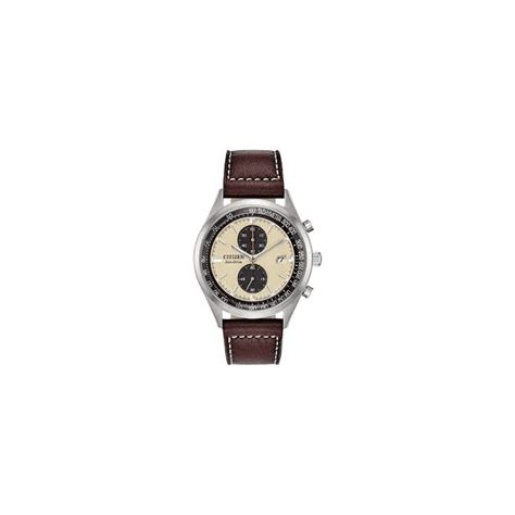 Citizen Vintage Chronograph Eco Drive Tachymeter Brown Strap Gents