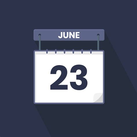 23rd June Calendar Icon June 23 Calendar Date Month Icon Vector