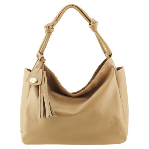 Bolsa De Couro Hobo Feminina Nude