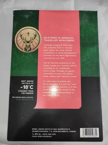 Licor Fino Alemão Jagermeister 1 Litro 3 Copos Shot Inox à Venda Em