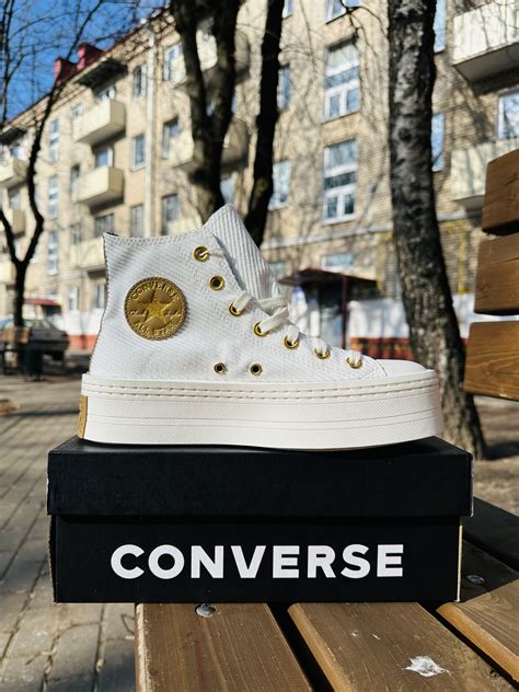 Converse на платформе бежевые высокие A07204C – купить
