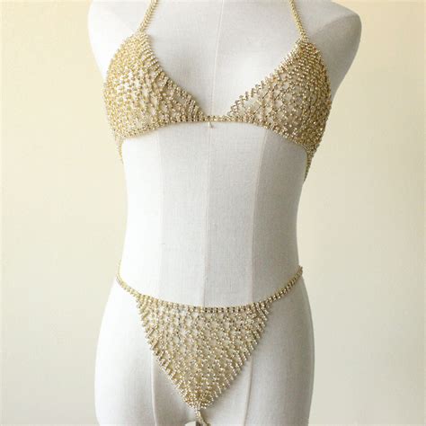 Erotic Sexy Hollow Out Rhinestone Necklace Bikini Diamante Etsy