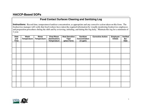 Printable Cleaning Log Template