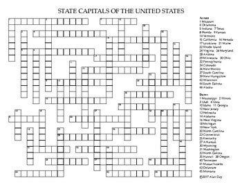 States And Capitals Crossword Puzzle