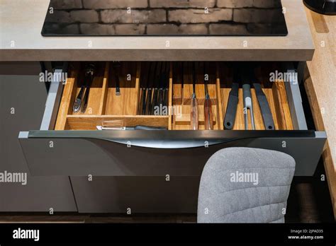 Modern Kitchen Set Of Cutlery Trays In Kitchen Drawer Solid Oak Wood