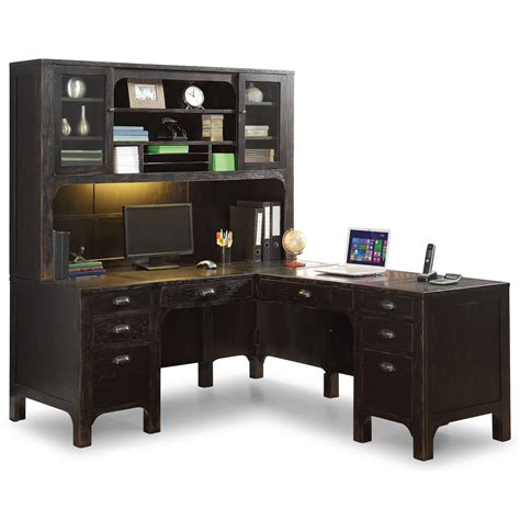 Flexsteel Wynwood Collection Homestead Rustic L-Shaped Desk and Hutch ...