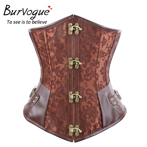 Review Top Seller Burvogue Steampunk Corset Brown Black Steel Bone