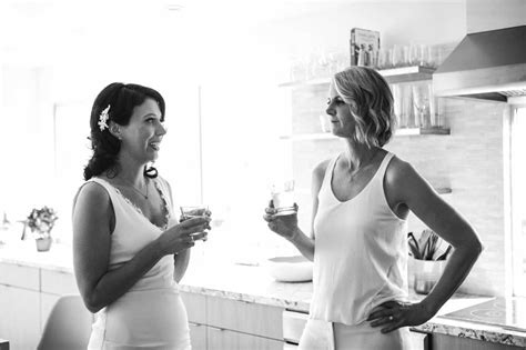 Outdoor Pink Mint And Ivory Same Sex Wedding