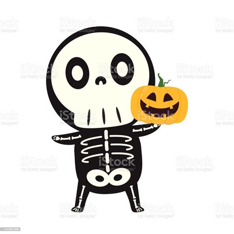 Cute Halloween Skeleton Cartoon Skeleton In Halloween Day Halloween Character Cartoon Happy ...