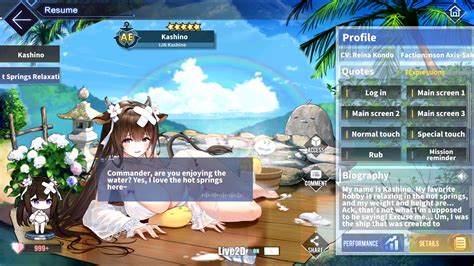 Azur Lane IJN Kashino L2D Skin Talk Move Hot Springs Relaxation 1440p YouTube