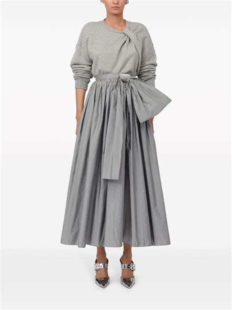 Alexander Mcqueen Bow Detail Gathered Midi Skirt Farfetch