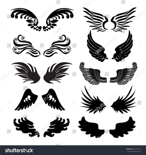 Wings Set Vector Stock Vector Royalty Free 130133207 Shutterstock