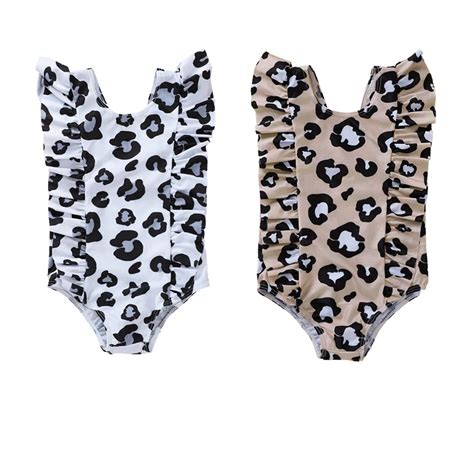 Bikini con estampado de leopardo para niñas pequeñas traje de baño de