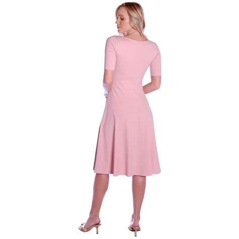 Kit Mãe Filha Vestidos FICALINDA Nude Meia Manga Decote Canoa