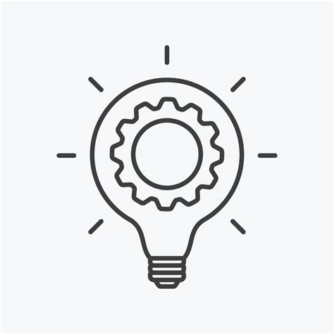 Innovation Thin Line Symbol Cogwheel And Lamp Bulb Icon Innovation