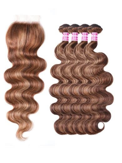UNice Honey Blonde Piano Highlighted Body Wave Pcs Bundles With Closure