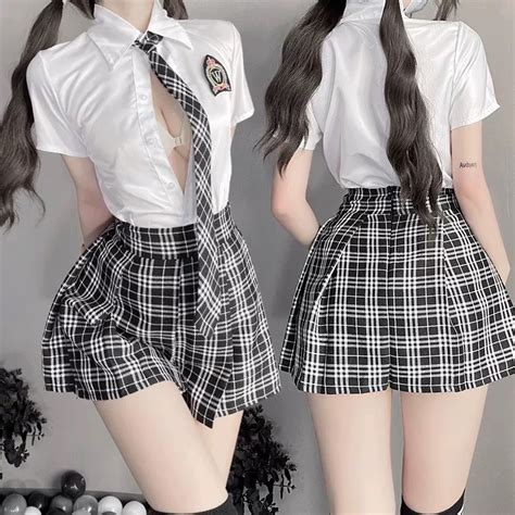 Jual Set Lingerie Sexy Cosplay Party Jk Seragam Cosplay Rok Rempel Siswa A B Shopee Indonesia
