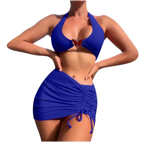 Wreesh Womens Piece Swimsuits Bikini Set With Swim Skirt Bathing Suit Mini Wrap Skirt Beach