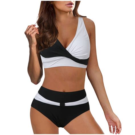 Ehrwe Women High Waisted Bikini Sexy Push Up Two Piece Swimsuits Vintage Swimsuit Two Piece