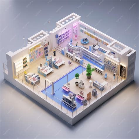Premium AI Image | Isometric Miniature Shopping Mall