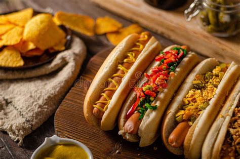 Hot dog variations stock image. Image of beef, fast - 209505315