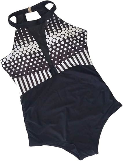 Traje De Ba O De Una Pieza De Mujer Polka Dot Patr N Malla Profundo Escote En V Empalme Bikini