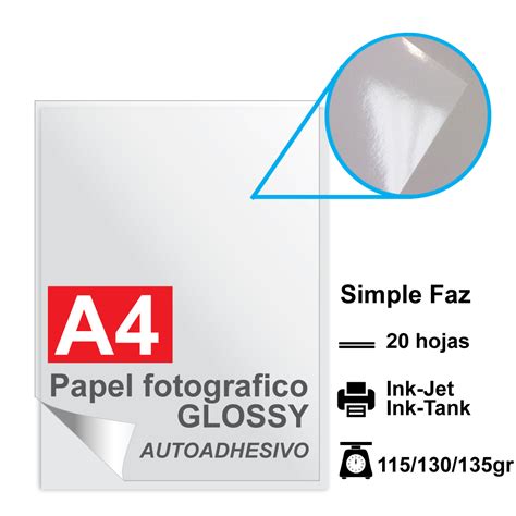 Papel A Foto Glossy Autoadhesivo G Por Hojas