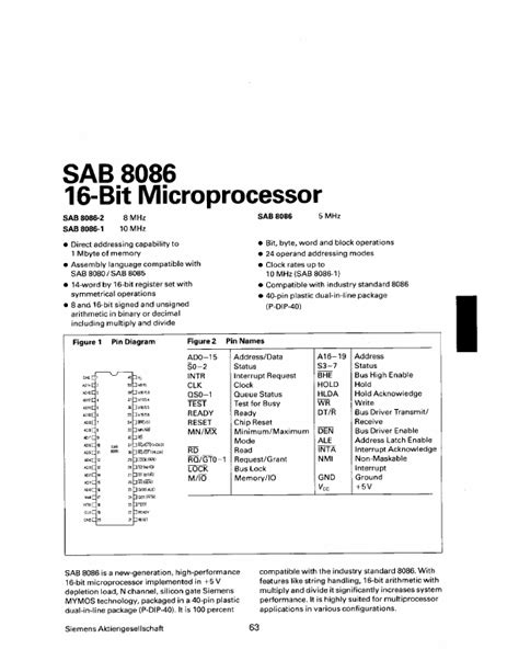 Sab8086 Siemens Semiconductor Group Microprocessor Hoja De Datos