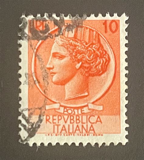 Italy Stamp 10 Lira Used 1953 Rare Serie Siracusana Etsy Canada