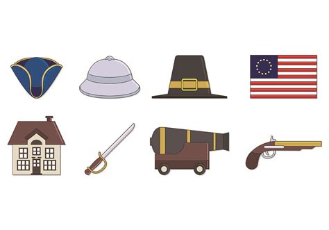 Conjunto De Iconos Americanos Coloniales 146541 Vector En Vecteezy