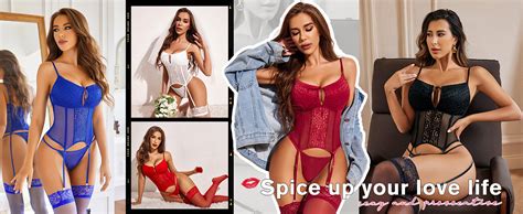 Amazon Avidlove Garter Lingere Set Lace Teddy Chemise Set Sexy Corset Lingerie White