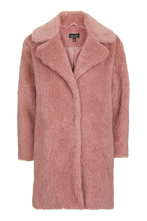 Pink Casual Faux Fur Coat Shopperboard