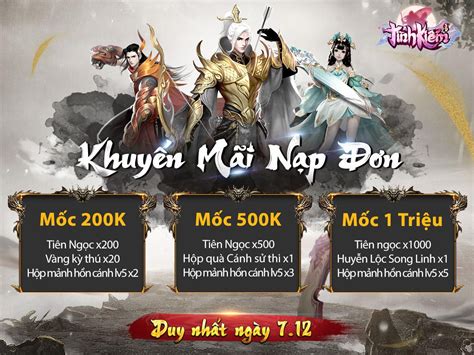 HOT Sự Kiện Khuyến Mại Nạp Đơn Đạt Mốc Nhận Quà Duy Nhất Ngày Nạp Ngay Tình kiếm D