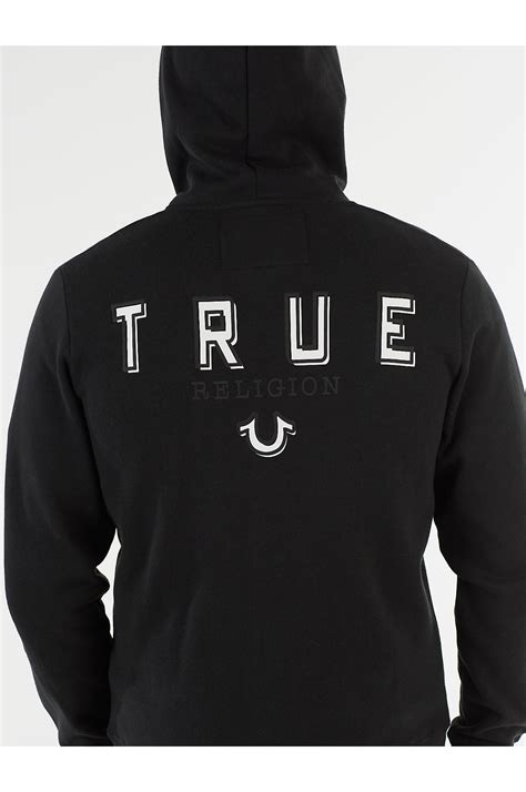 True Religion Mens Classic Logo Full Zip Up Hoodie Sweatshirt Ebay