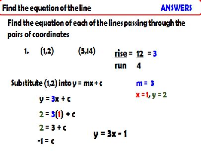 Coordinate Geometry Equation Of A Line Two Coordinates Teaching