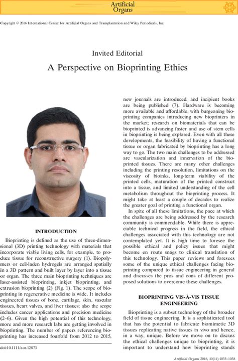 A Perspective On Bioprinting Ethics Vijayavenkataraman