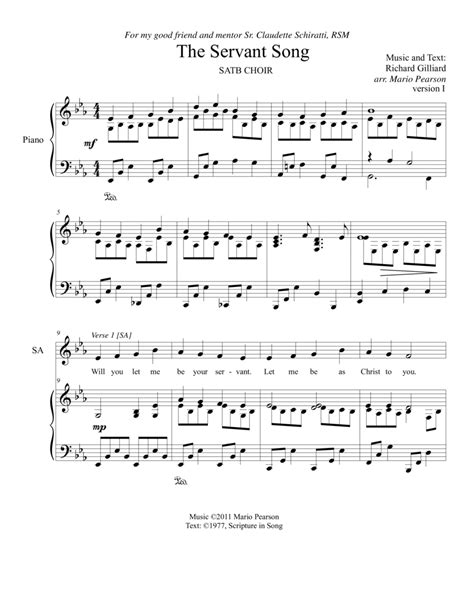 The Servant Song Satb Piano Version 1 Sheet Music Plus