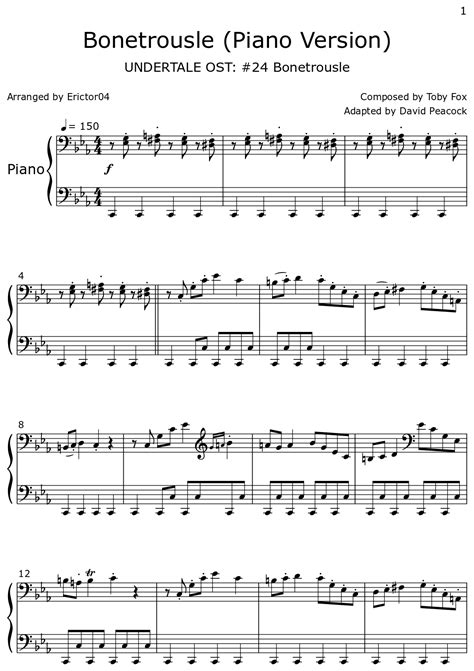 Bonetrousle Piano Version Sheet Music For Piano