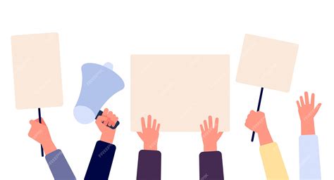 Premium Vector Hands With Blank Placard People Holding Protests