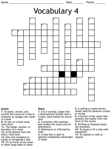 Vocabulary 4 Crossword WordMint