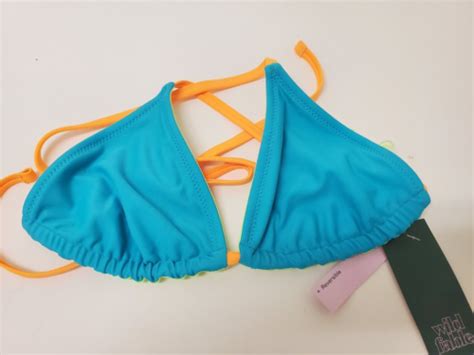 Wild Fable Womens Xxs Blue Green Reversible Triangle String Bikini Swim Top Ebay