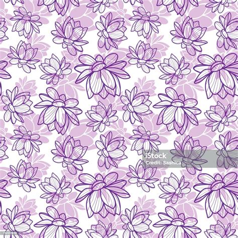 Lotus Flower Seamless Vector Pattern Stock Illustration Download Image Now Abstract