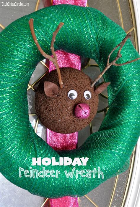 Homemade Reindeer Holiday Wreath Craft Club Chica Circle Where