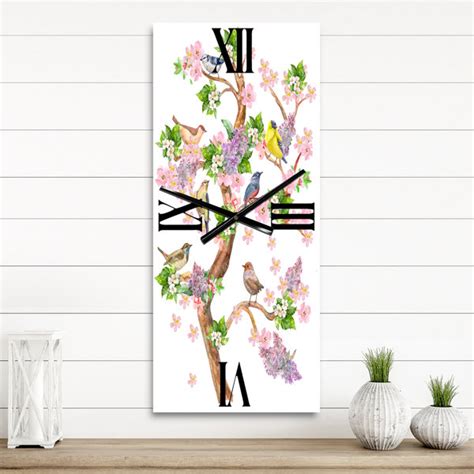 Bless International Horloge Murale Arbre Avec Oiseaux Color S Sur Des