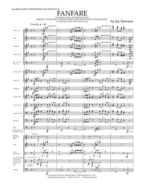 Fanfare Full Score At Stantons Sheet Music