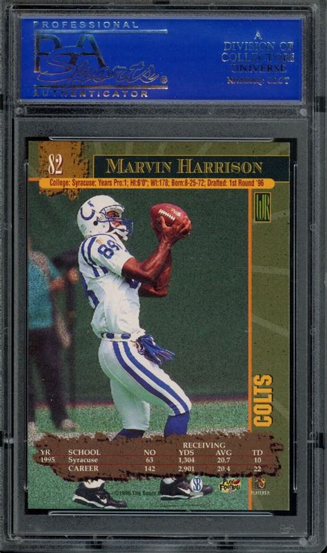 1996 Score Board NFL Lasers 82 Marvin Harrison RC For Sale Online